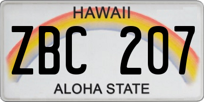 HI license plate ZBC207