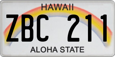 HI license plate ZBC211
