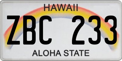 HI license plate ZBC233