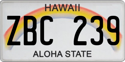 HI license plate ZBC239