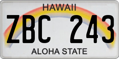 HI license plate ZBC243