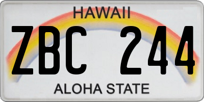 HI license plate ZBC244