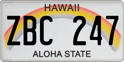 HI license plate ZBC247