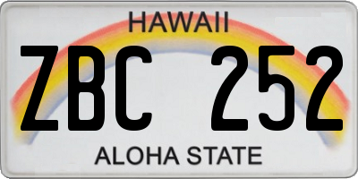HI license plate ZBC252