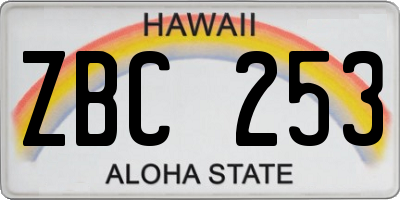 HI license plate ZBC253