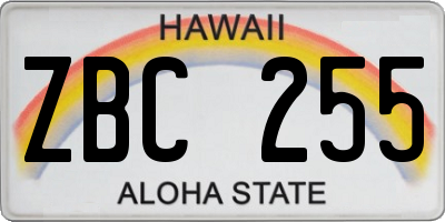 HI license plate ZBC255