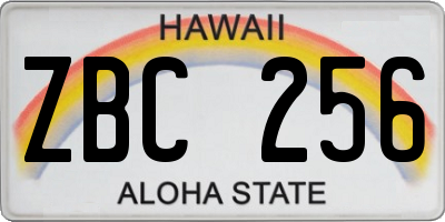 HI license plate ZBC256