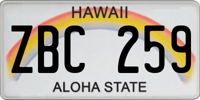 HI license plate ZBC259