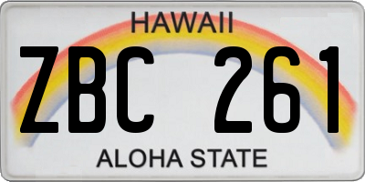 HI license plate ZBC261