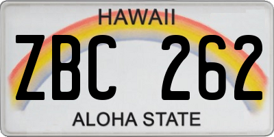 HI license plate ZBC262