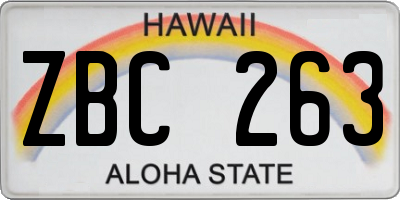 HI license plate ZBC263