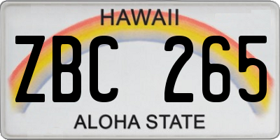HI license plate ZBC265