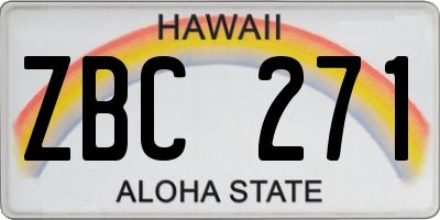 HI license plate ZBC271