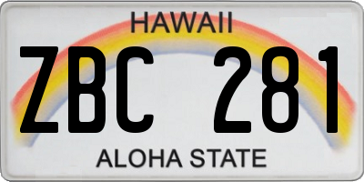 HI license plate ZBC281