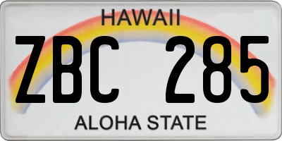HI license plate ZBC285