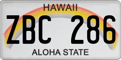 HI license plate ZBC286