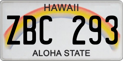 HI license plate ZBC293