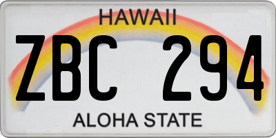 HI license plate ZBC294