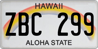 HI license plate ZBC299