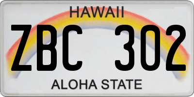 HI license plate ZBC302