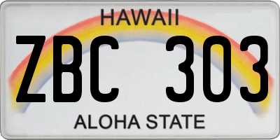 HI license plate ZBC303
