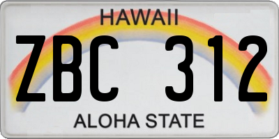 HI license plate ZBC312