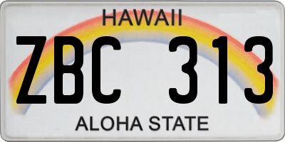 HI license plate ZBC313