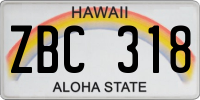 HI license plate ZBC318
