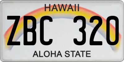 HI license plate ZBC320