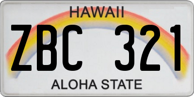 HI license plate ZBC321