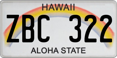 HI license plate ZBC322