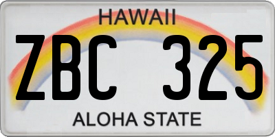 HI license plate ZBC325