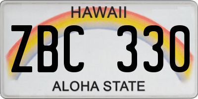 HI license plate ZBC330