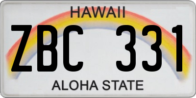 HI license plate ZBC331