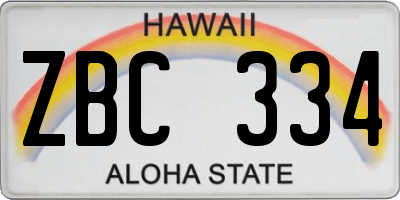 HI license plate ZBC334