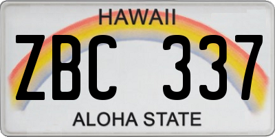 HI license plate ZBC337