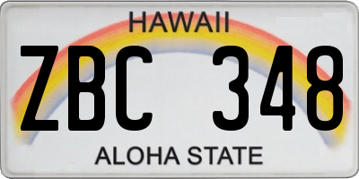 HI license plate ZBC348