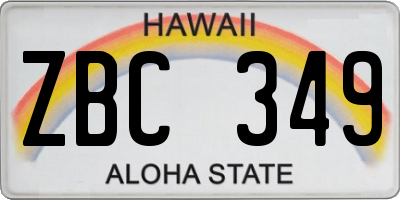 HI license plate ZBC349