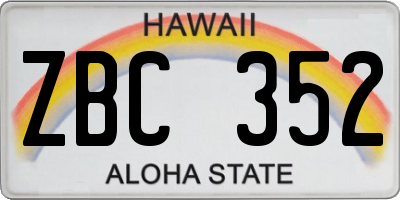 HI license plate ZBC352