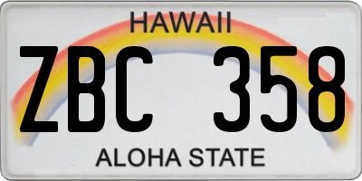 HI license plate ZBC358