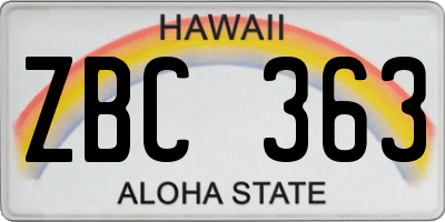 HI license plate ZBC363