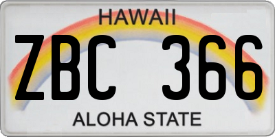 HI license plate ZBC366