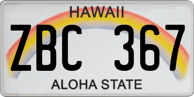 HI license plate ZBC367