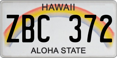 HI license plate ZBC372