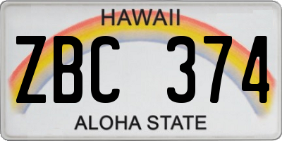 HI license plate ZBC374