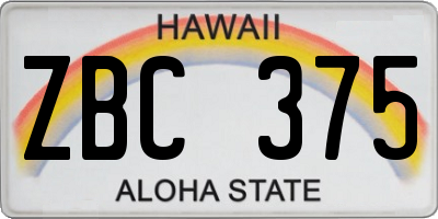 HI license plate ZBC375