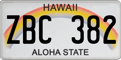 HI license plate ZBC382