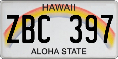 HI license plate ZBC397
