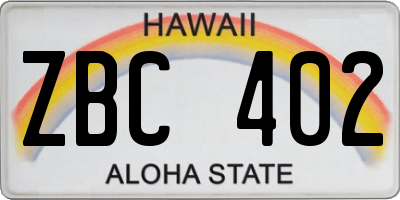 HI license plate ZBC402