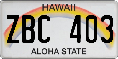 HI license plate ZBC403